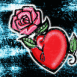 Coeur et rose givrs