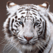 Tigre blanc menaant aux yeux bleus
