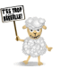 Mouton tenant une pancarte "T'es trop blle!"