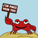 Crabe agitant une pancarte "J'en pince pour toi"