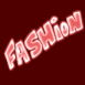 Mention "Fashion" sur fond rouge
