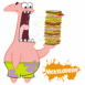 Patrick mangeant un gros sandwich
